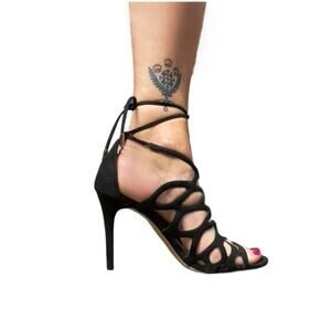 EUC- BCBG Caged Ankle Wrap Stilettos